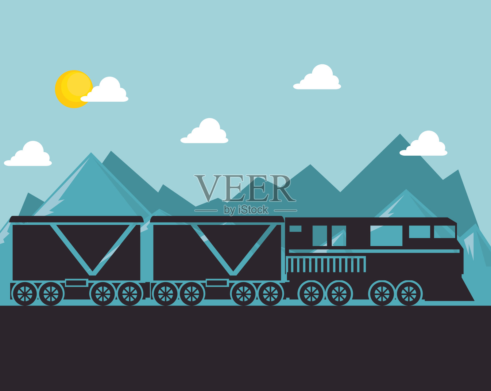 乘火车旅行的概念图标插画图片素材