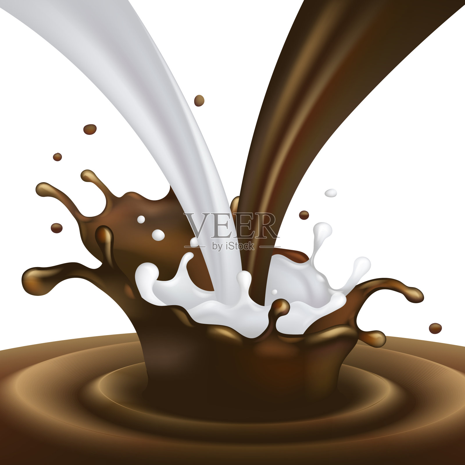巧克力和牛奶飞溅插画图片素材