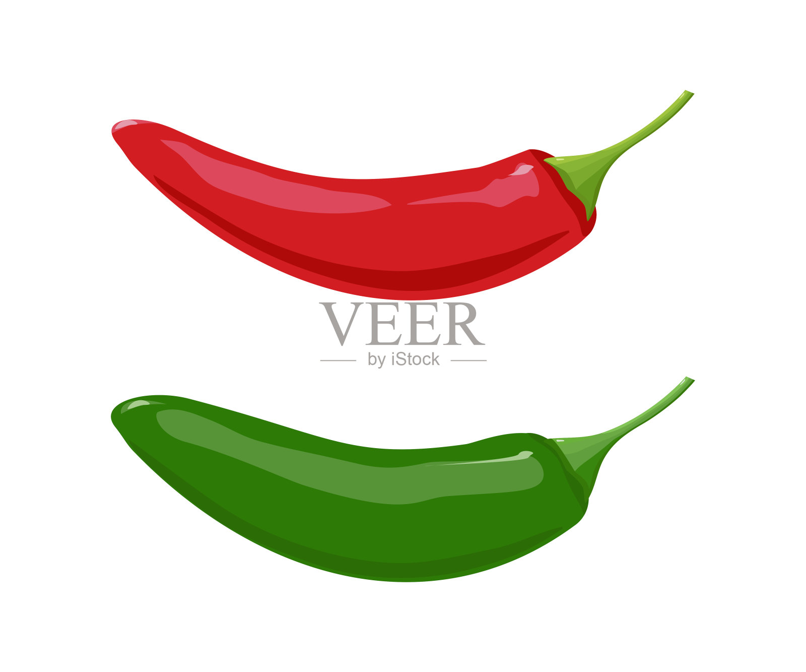 红色和绿色的墨西哥胡椒。插画图片素材