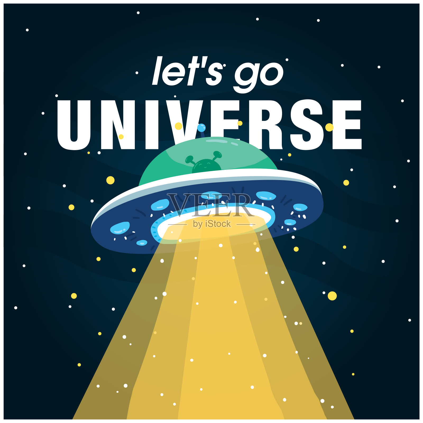 让我们去宇宙UFO背景矢量图像插画图片素材