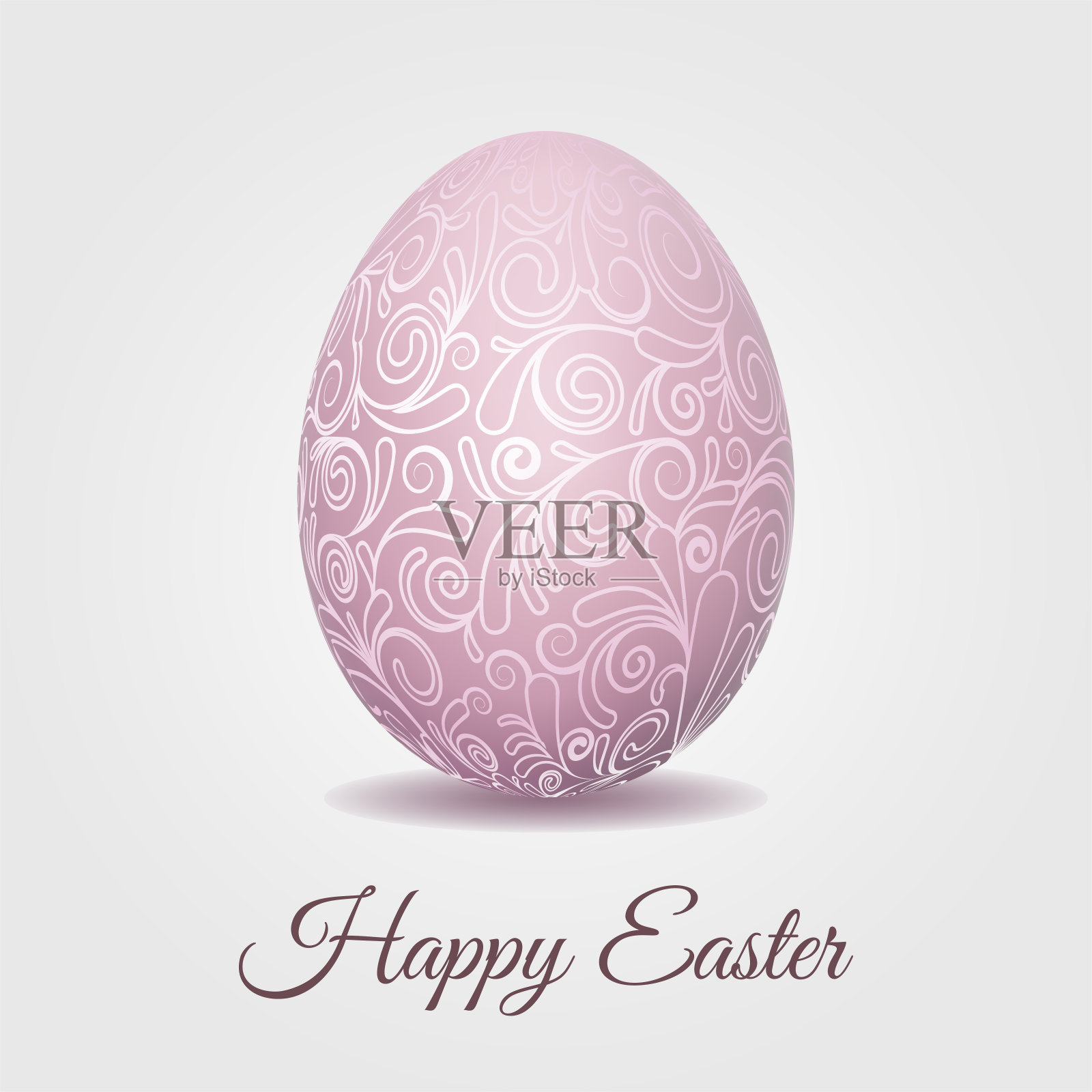 带有淡粉色彩蛋的复活节卡片设计模板素材