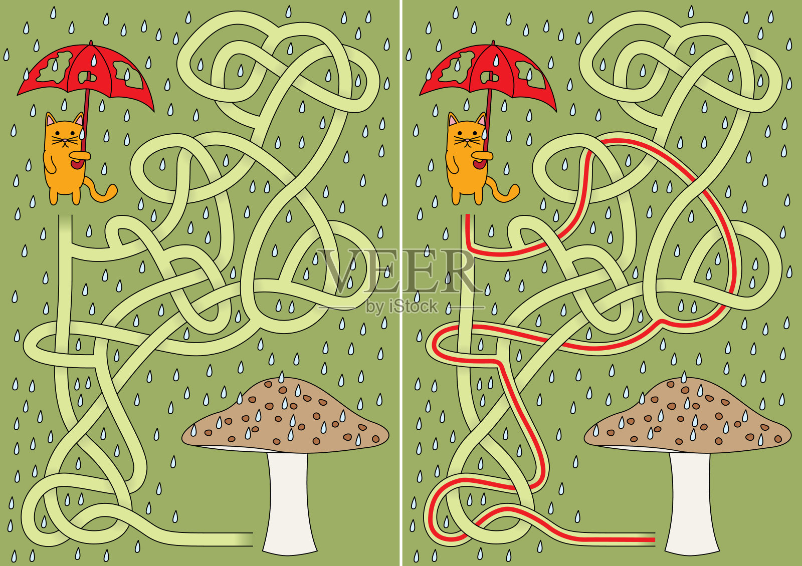 小猫迷宫插画图片素材