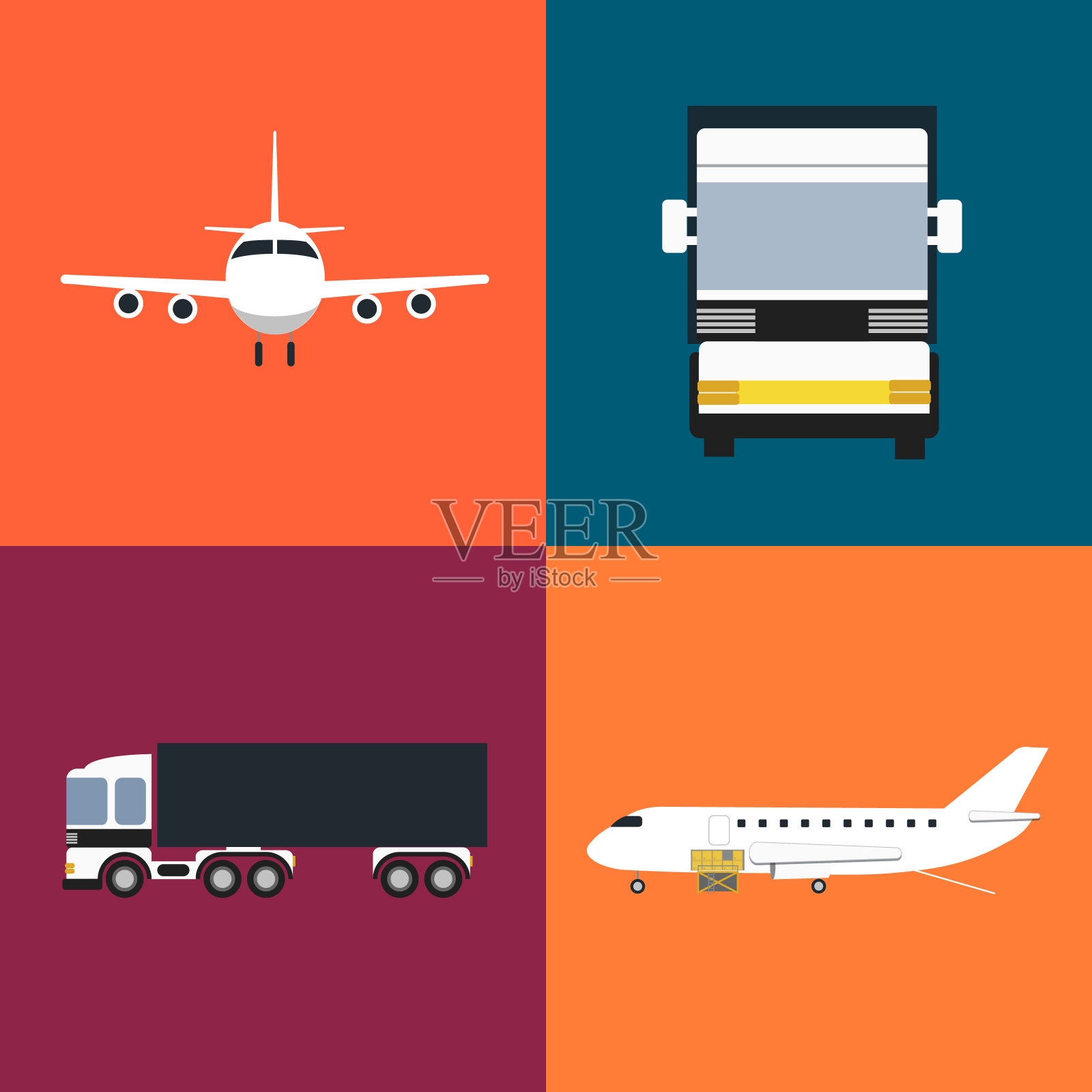 商业货物运输图标集插画图片素材