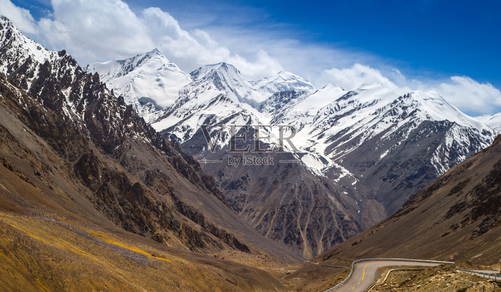喀喇昆仑公路，以山为背景照片摄影图片