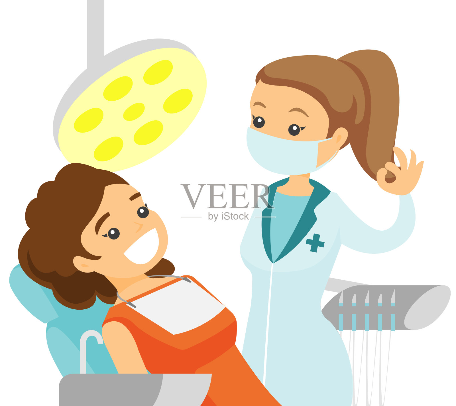 牙医和病人站在椅子旁边设计元素图片