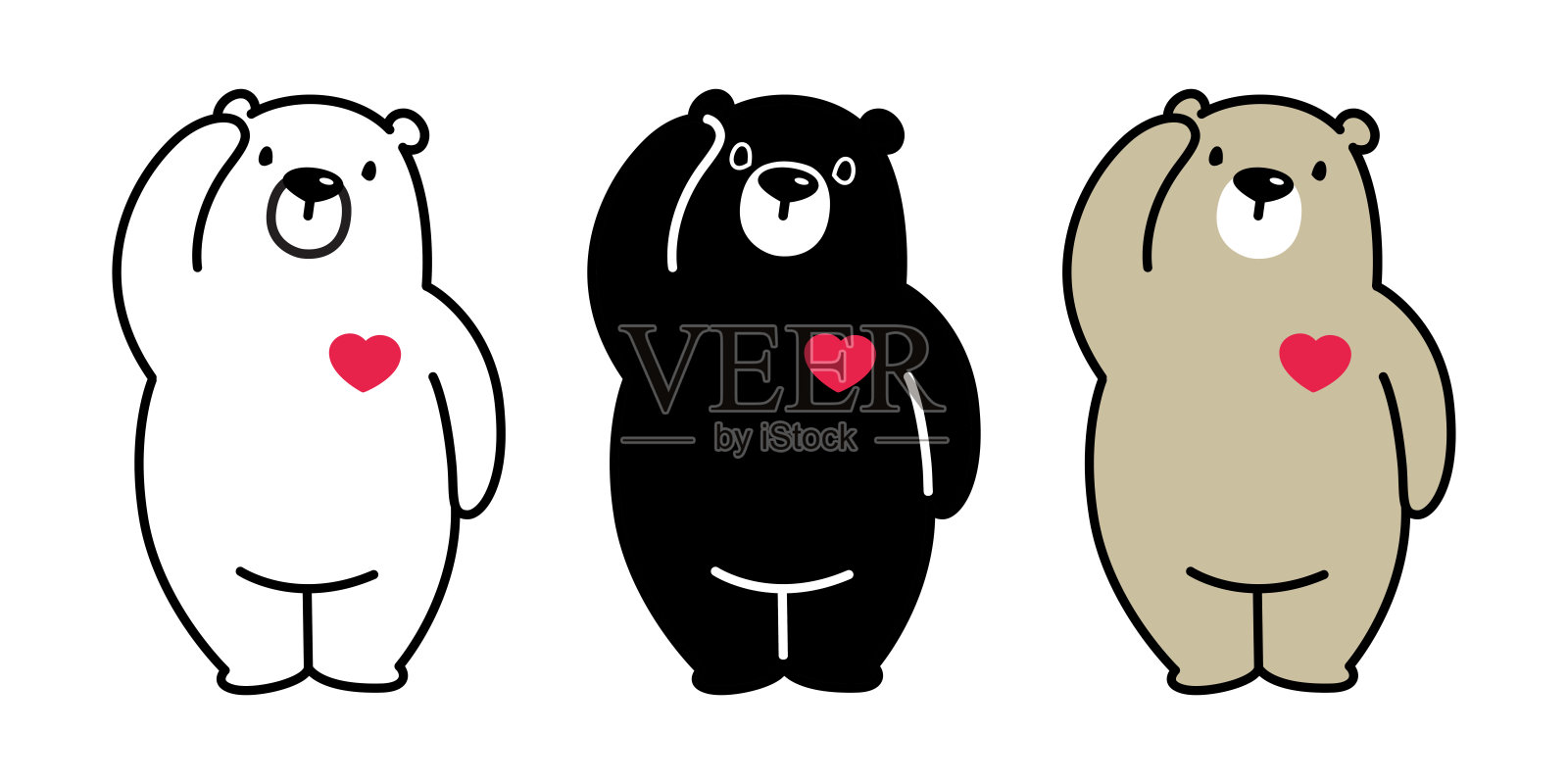 熊向量北极熊熊猫插图心爱情人人物卡通图标标志设计元素图片