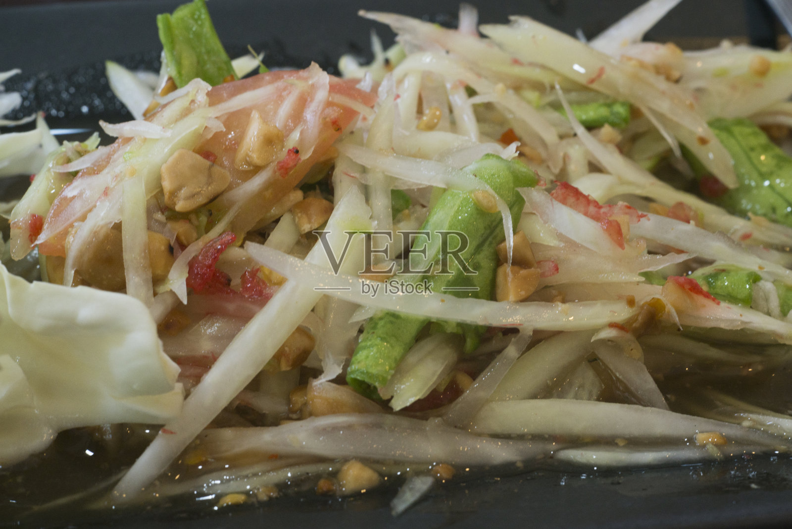 青木瓜沙拉(Som tum)，泰国菜，泰国照片摄影图片