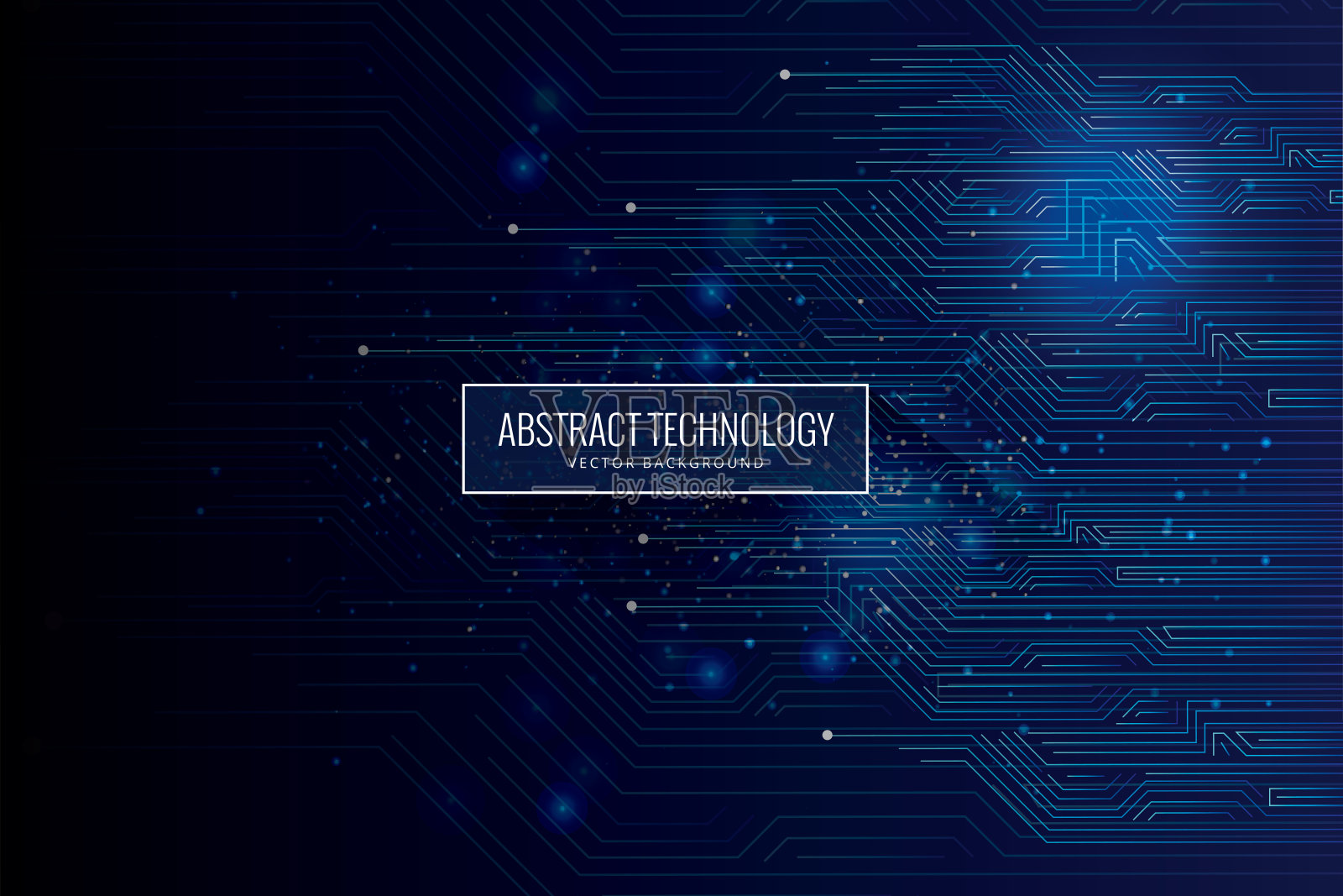 抽象未来的电路板，高电脑技术的深蓝色背景插画图片素材