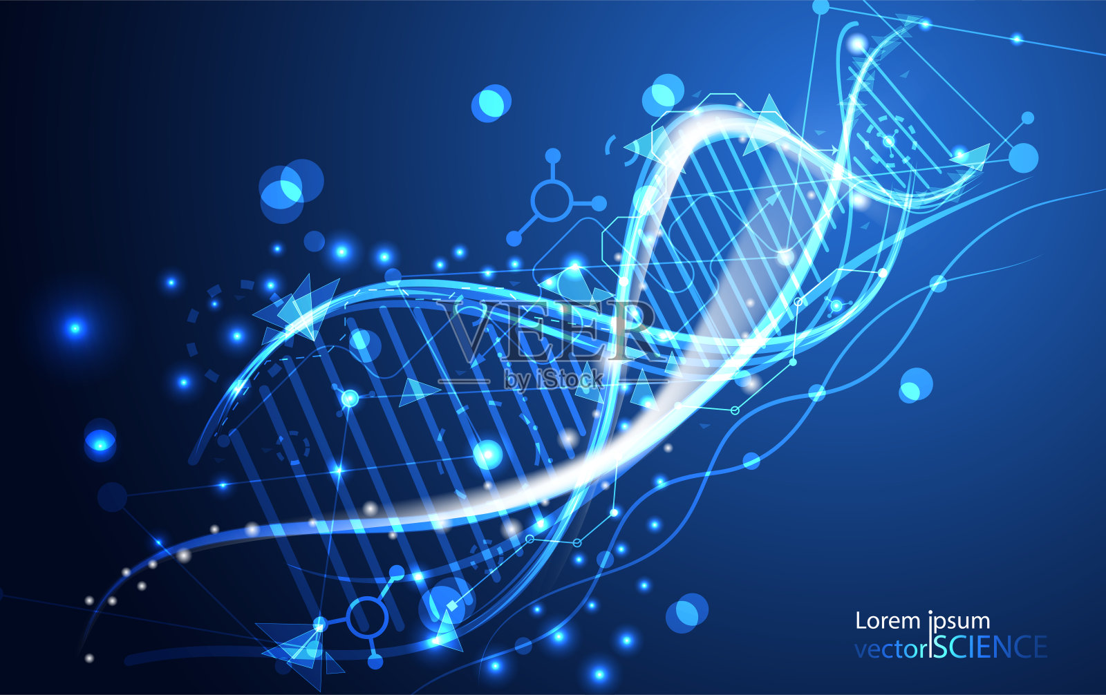 抽象技术科学概念DNA未来的高科技蓝色背景插画图片素材