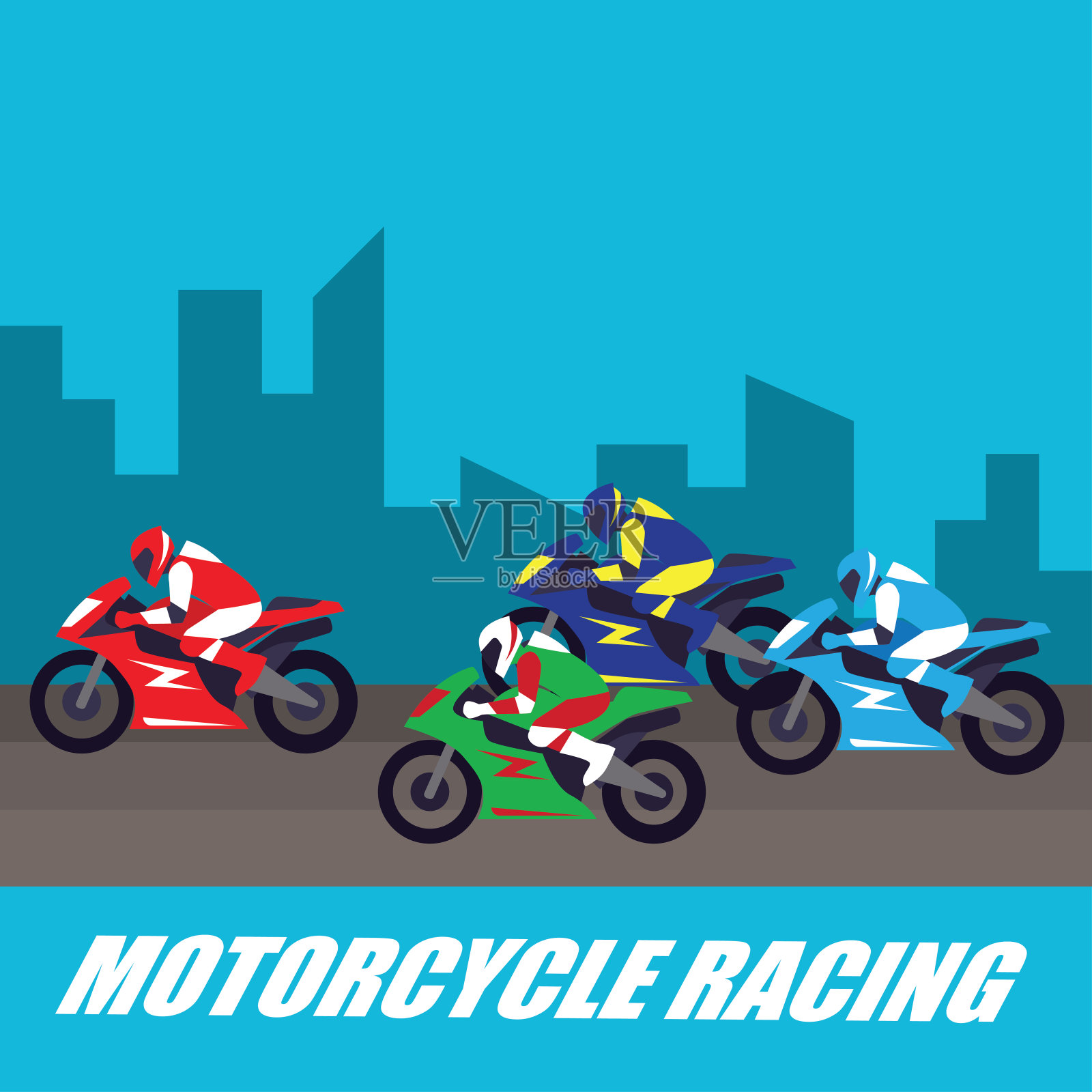 摩托车比赛海报及横幅。矢量图设计元素图片