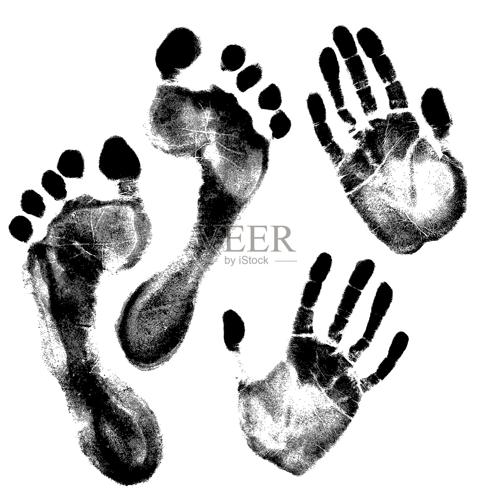 脚和手的黑色脚印设计元素图片