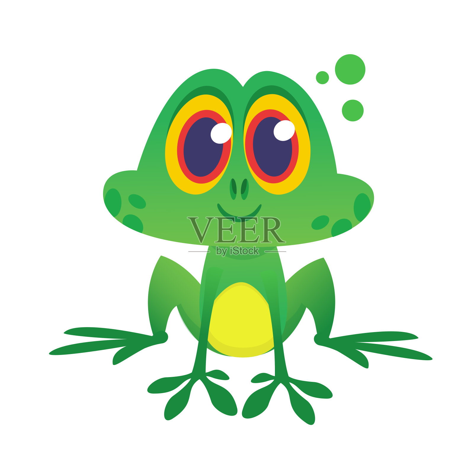 卡通绿色雾蛙的吉祥物人物卡通风格。矢量插图孤立在白色上。设计为印刷或儿童书籍插图设计元素图片