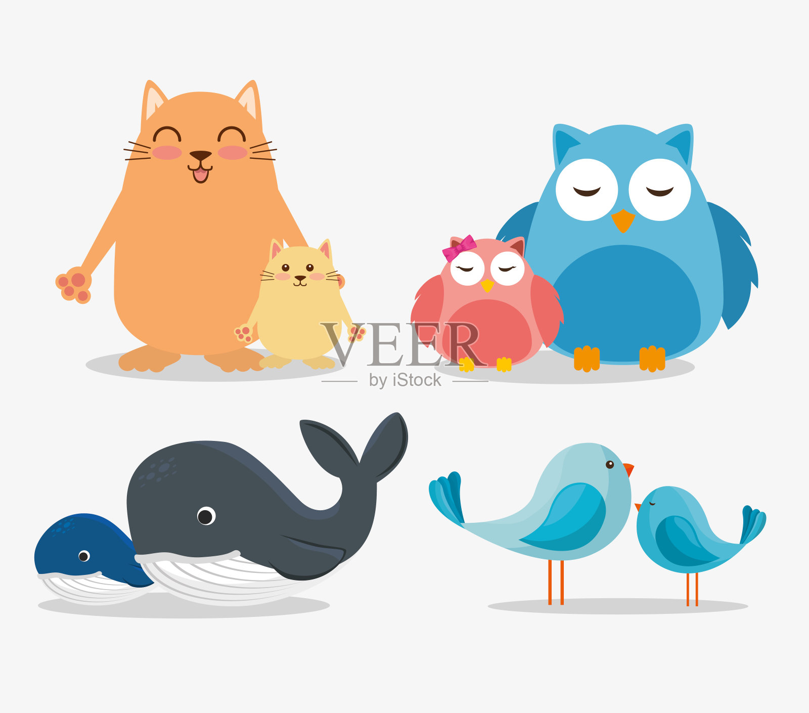 家族动物群体特征插画图片素材