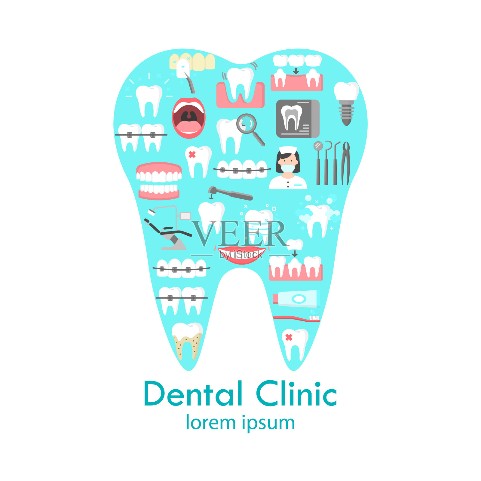 牙科诊所形状的牙齿海报设计元素图片
