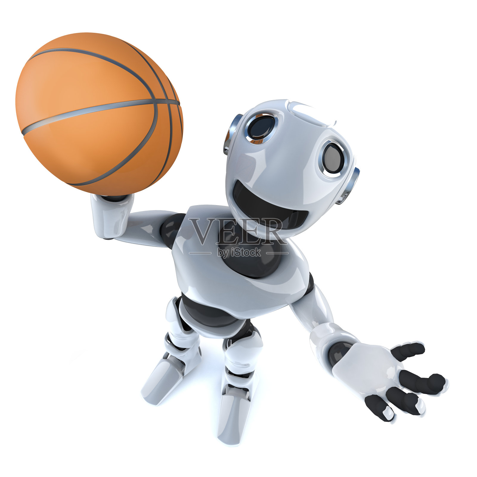3d卡通机器人人打篮球照片摄影图片