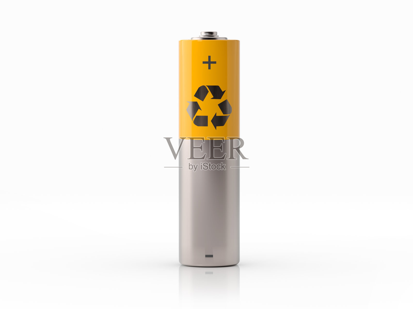 AA号黄色可充电电池，白色背景照片摄影图片