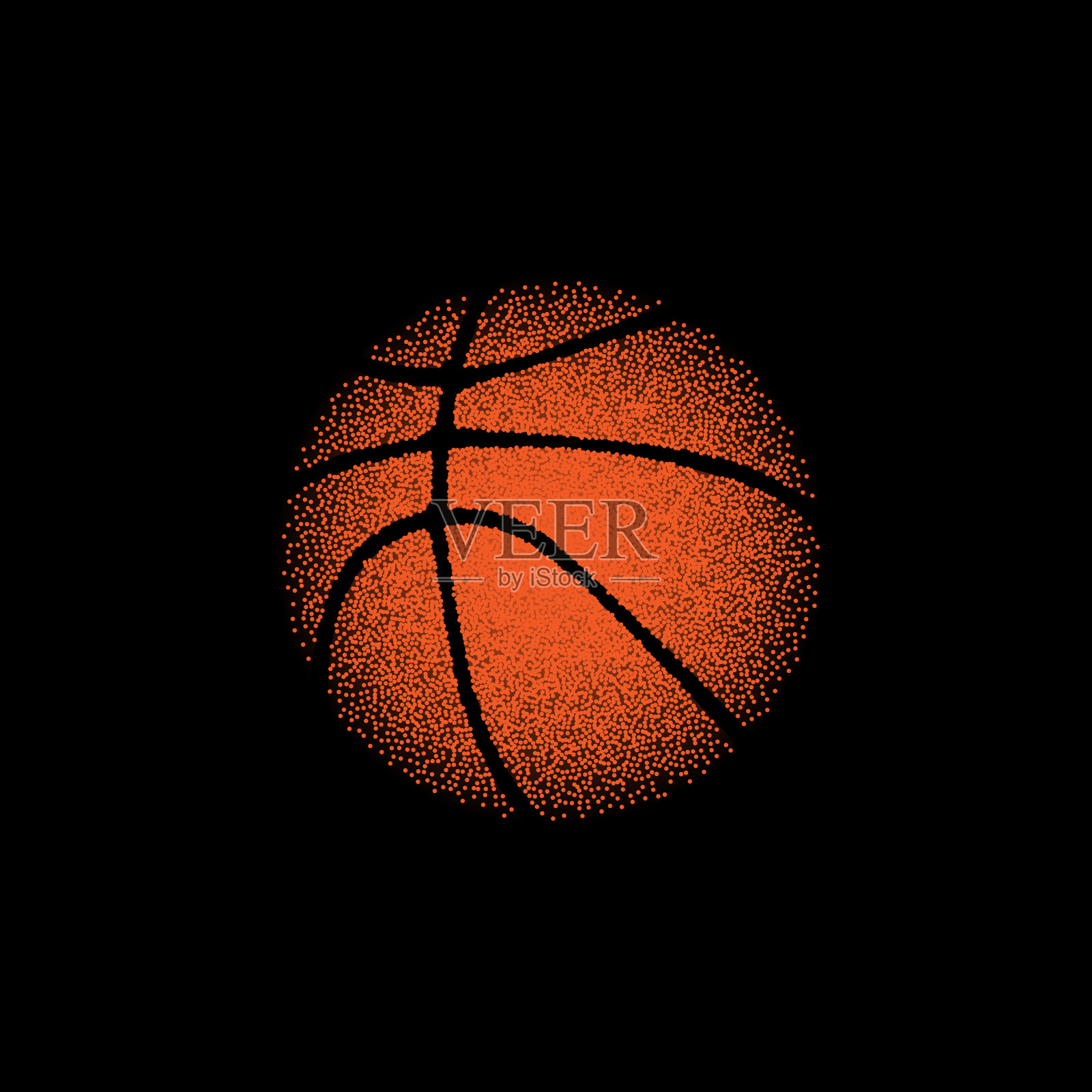 橙色篮球在黑色之上插画图片素材
