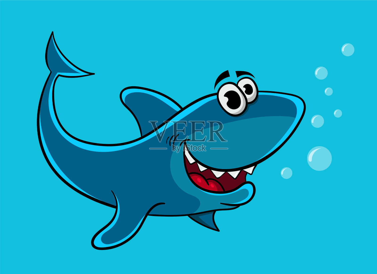 卡通鲨鱼，矢量插图插画图片素材
