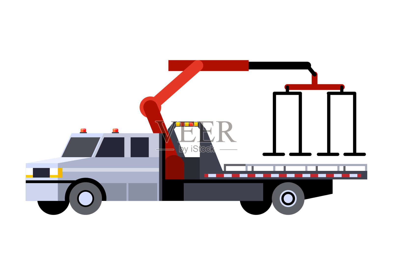 中型汽车拖车车辆图标插画图片素材