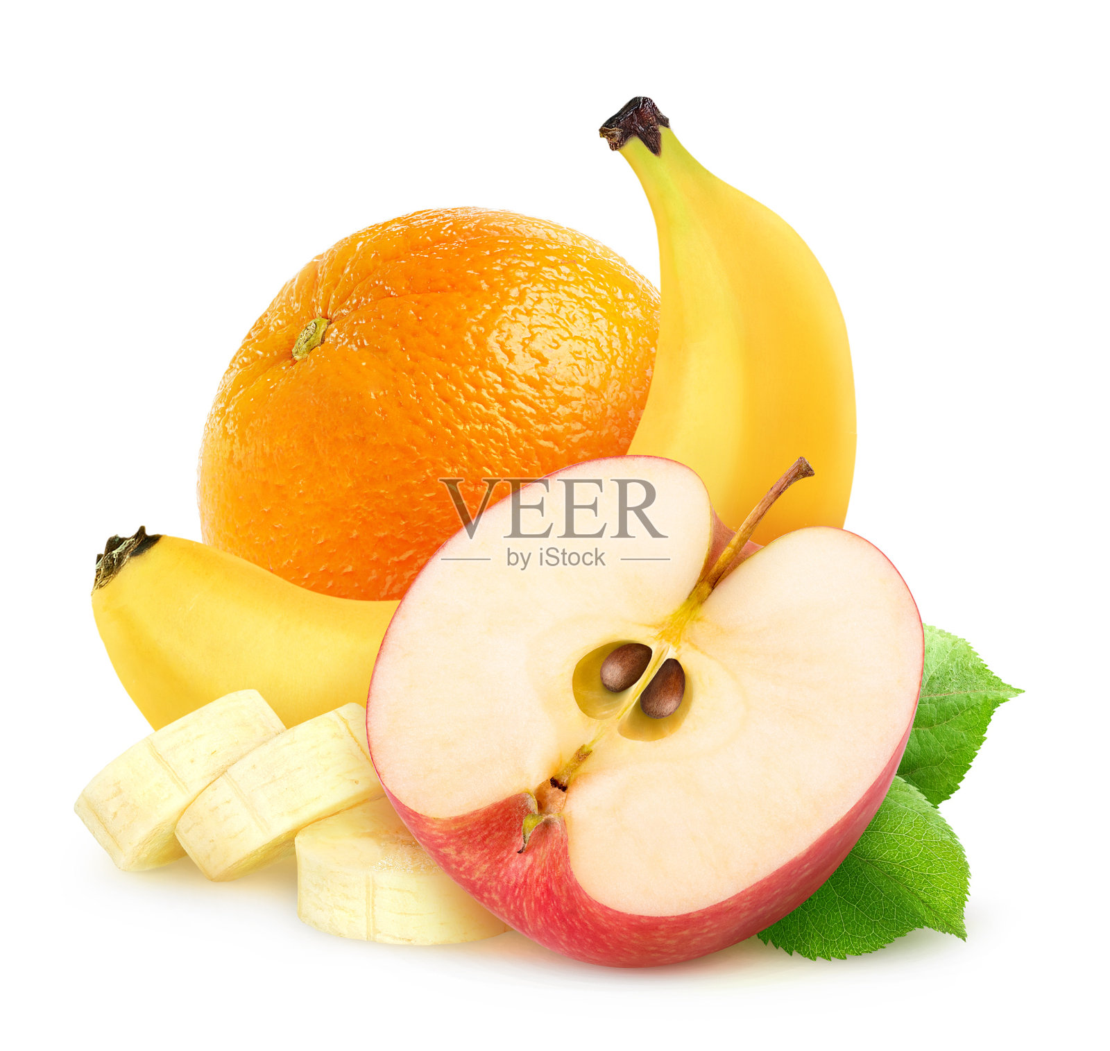 孤立的苹果，香蕉和橙子照片摄影图片