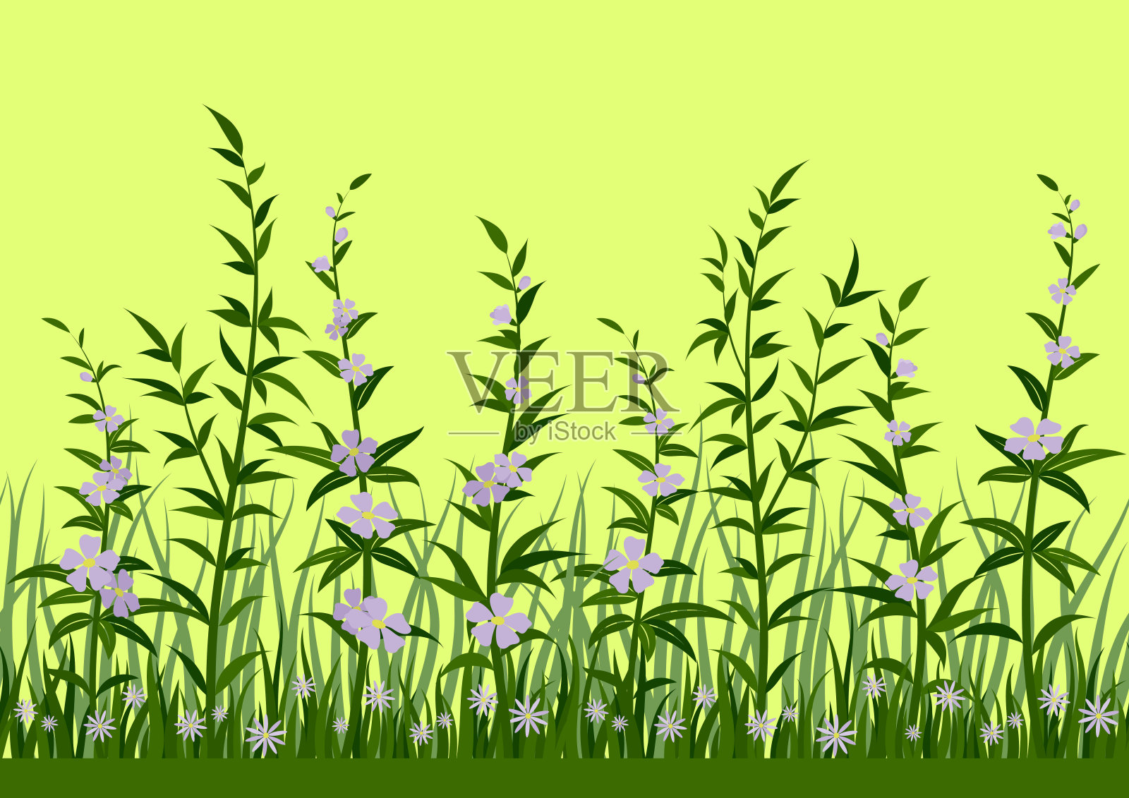 草和花，无缝插画图片素材