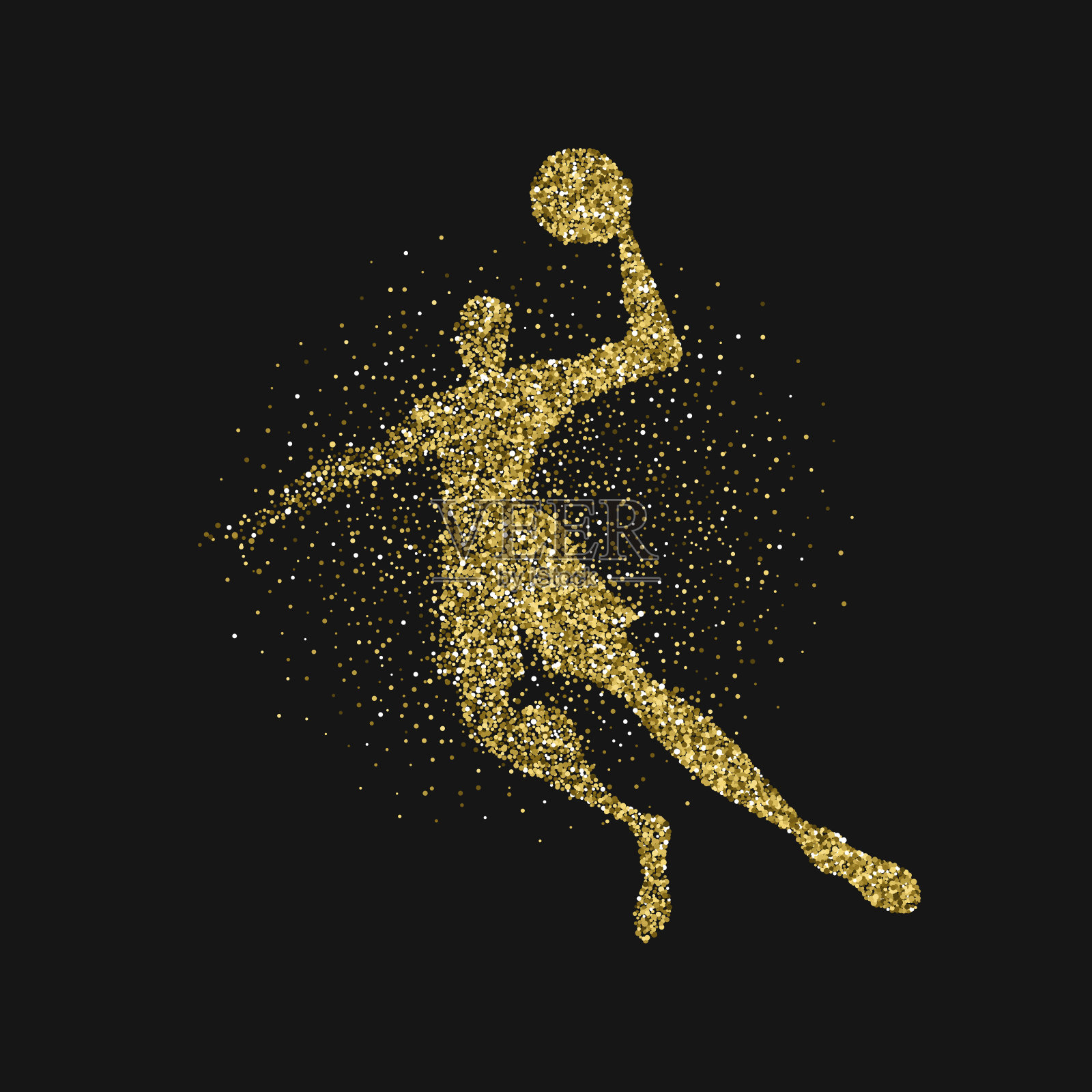 篮球运动员剪影金色闪光海报插画图片素材