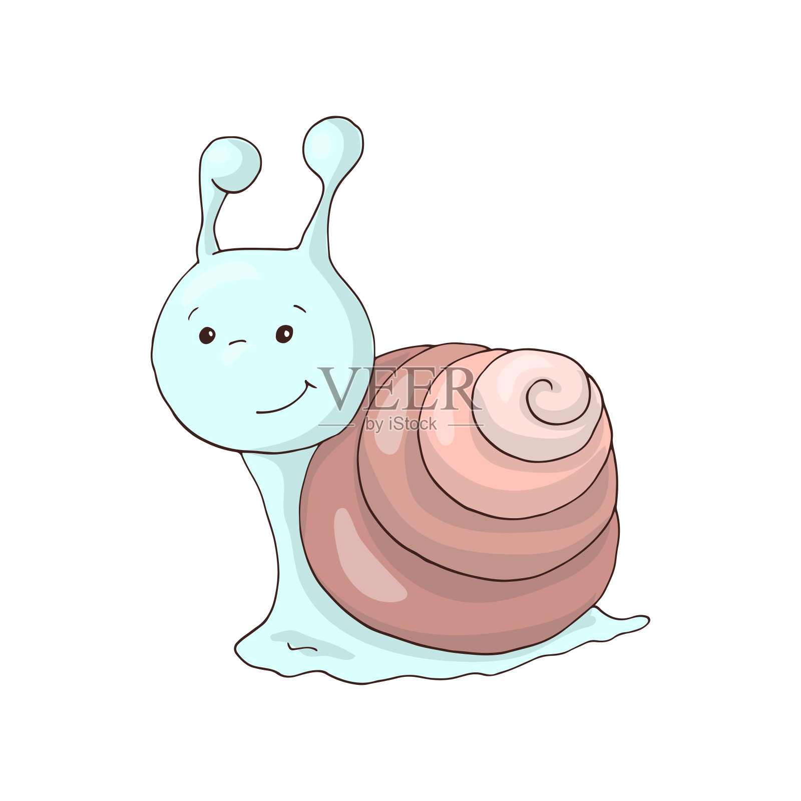 可爱的小蓝玫瑰蜗牛卡通设计元素图片