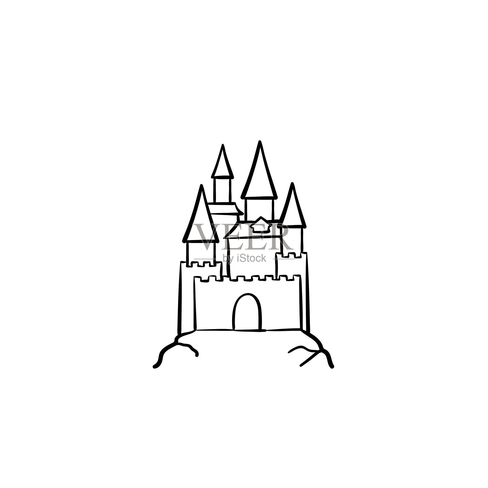 童话城堡手绘素描图标插画图片素材