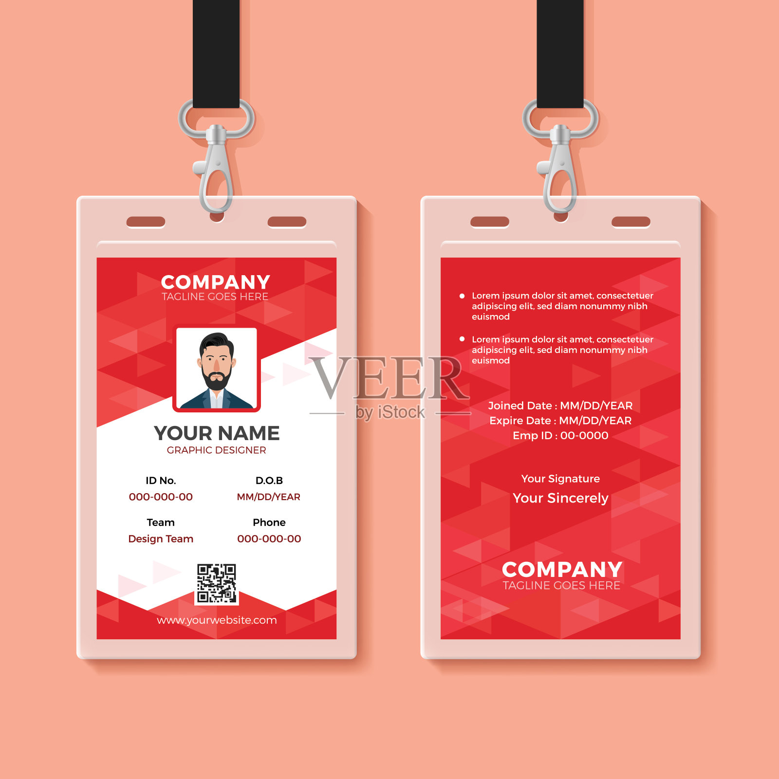 红色企业身份证设计模板设计模板素材