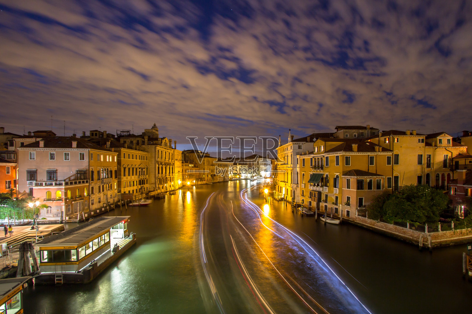 晚上的大运河，意大利威尼斯照片摄影图片