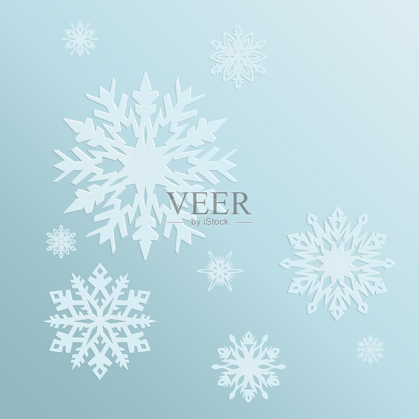 蓝色背景与雪花在寒冷的冬天。一张圣诞卡或假日卡片。向量插画图片素材