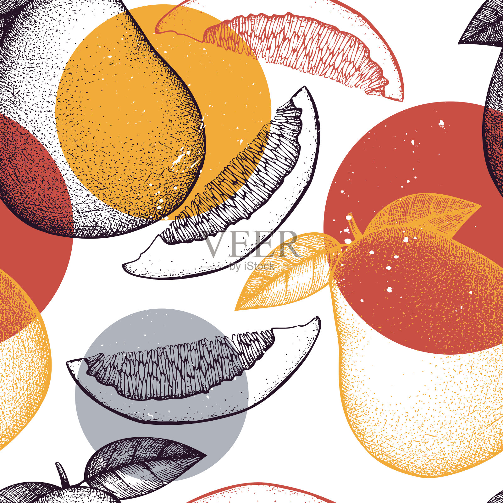 无缝的柚子模式插画图片素材
