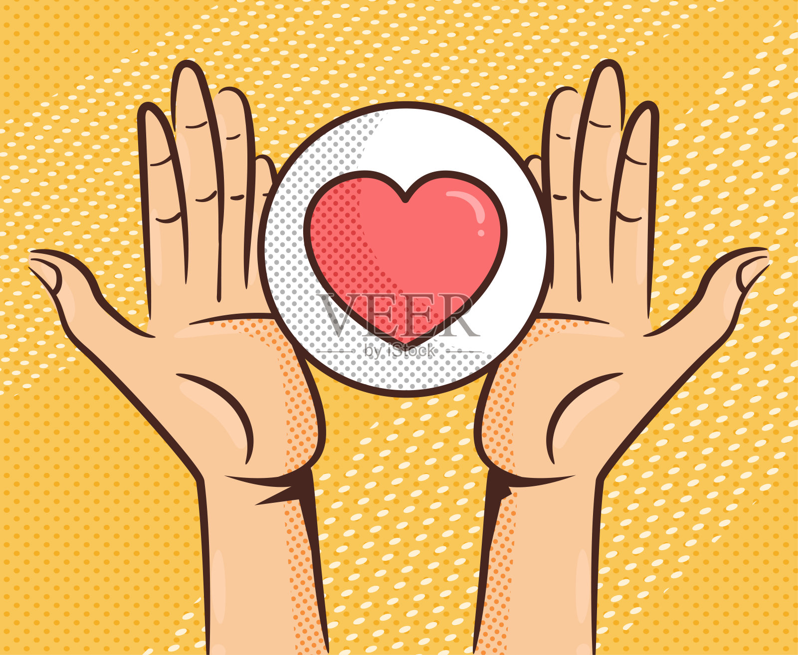手和心脏。慈善机构插画图片素材