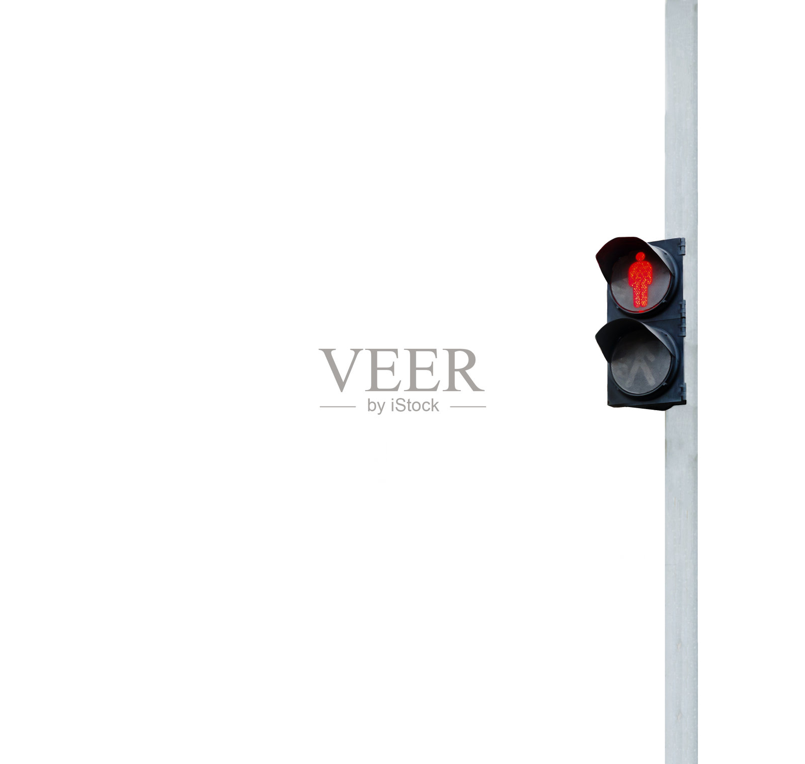 红绿灯柱上的红色行人交通标志照片摄影图片