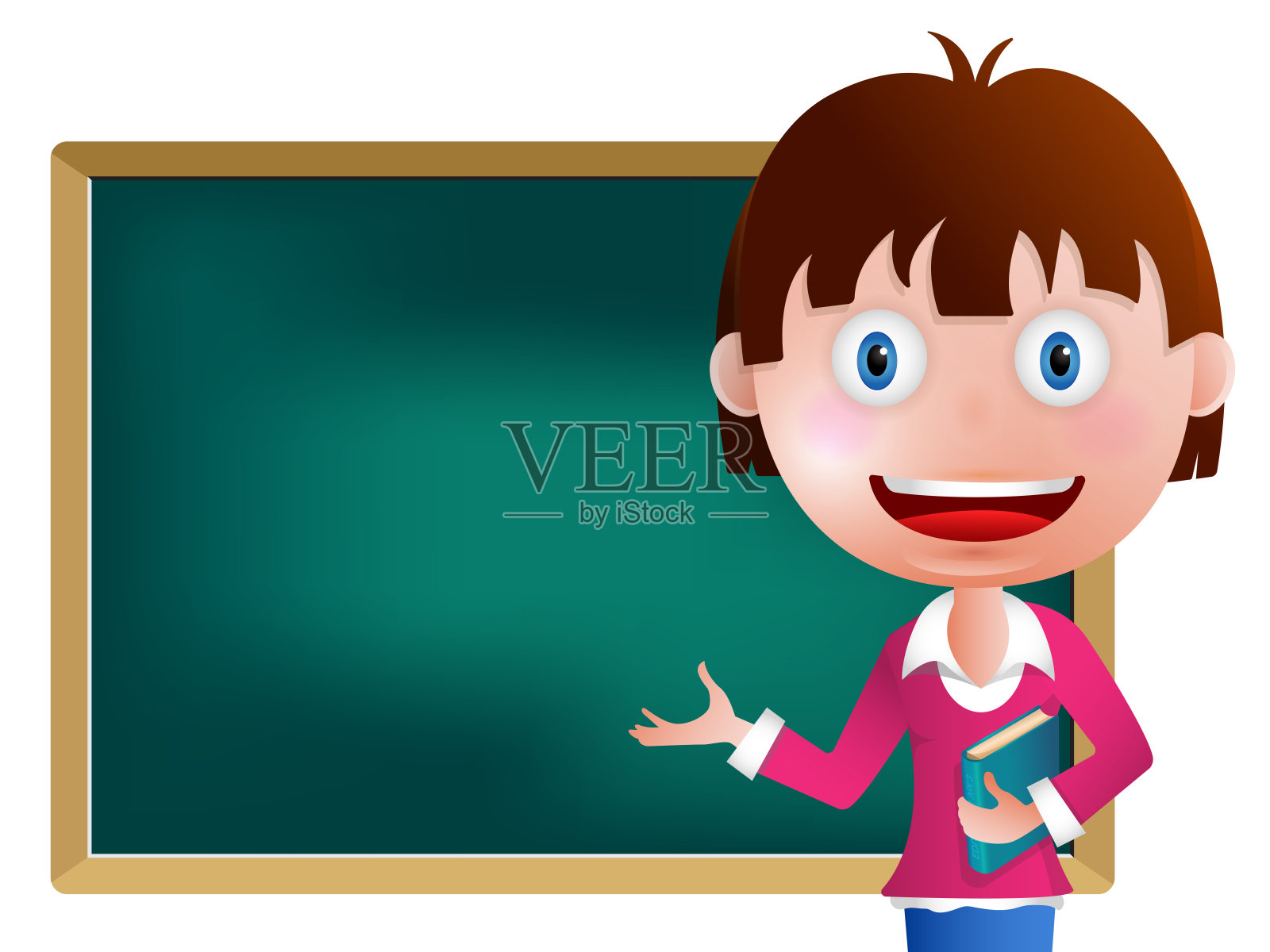 老师站在黑板前，为你的课文留出空间插画图片素材