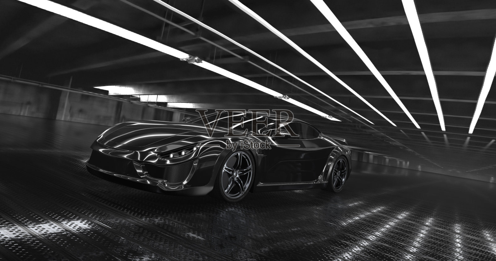 通用豪华黑色概念跑车3d渲染照片摄影图片