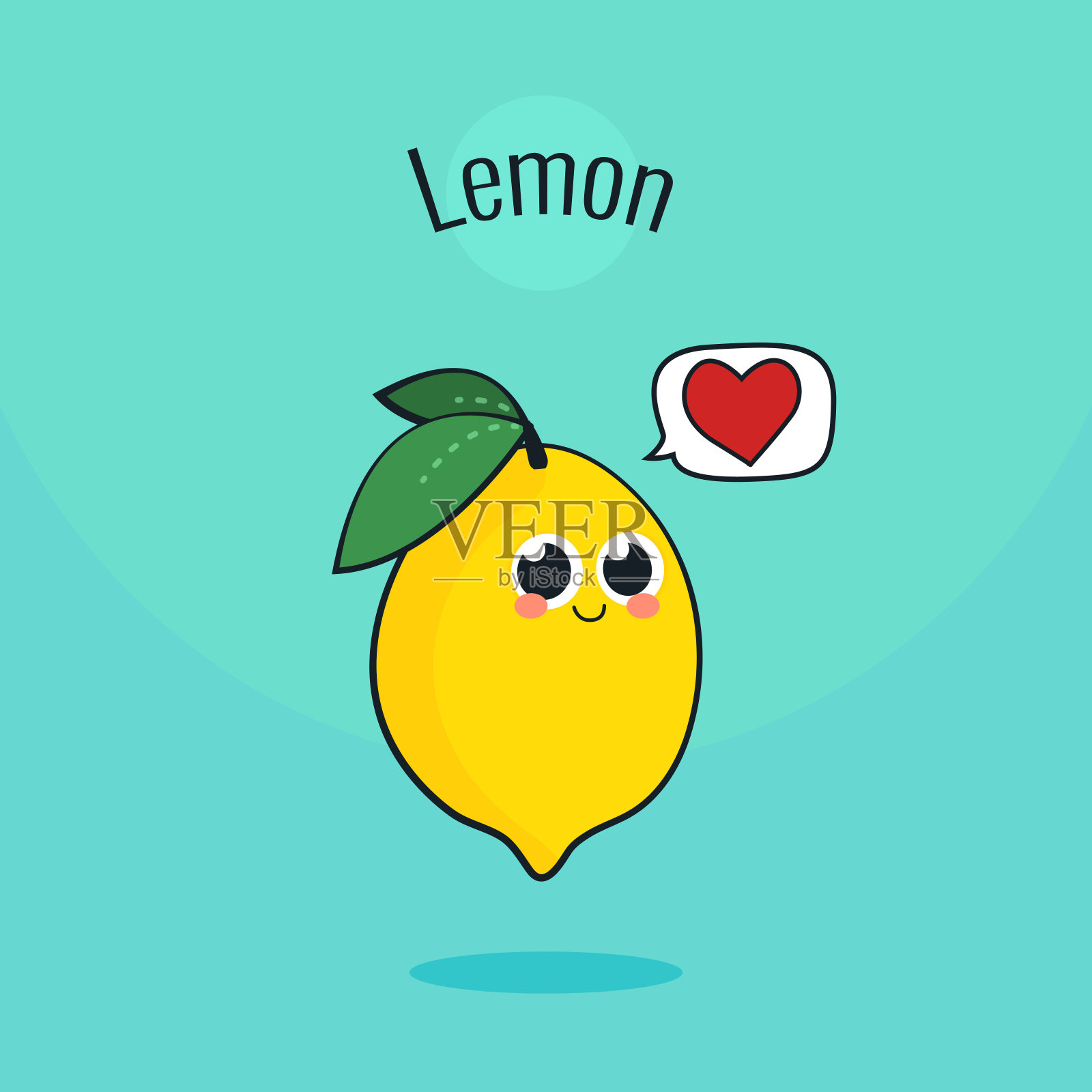 可爱的柠檬水果特征。卡通复古矢量插图。插画图片素材