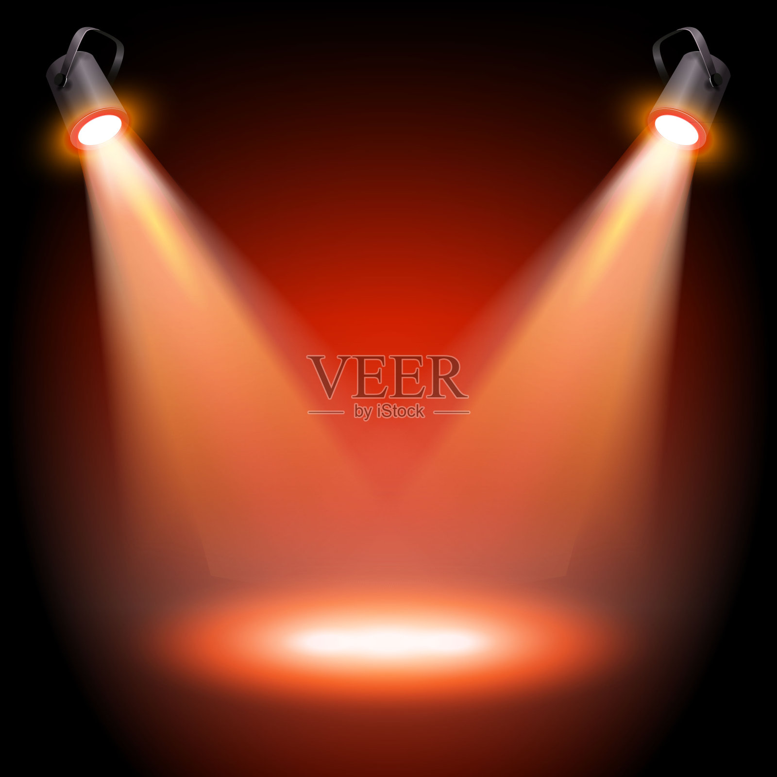 矢量空红色舞台与两个聚光灯，eps 10文件设计元素图片