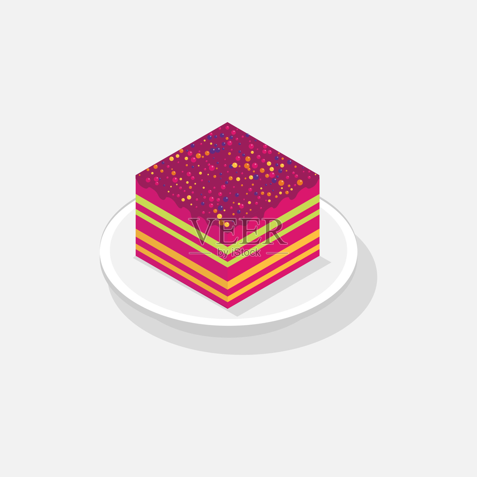 甜蛋糕等距3D图标。矢量图插画图片素材
