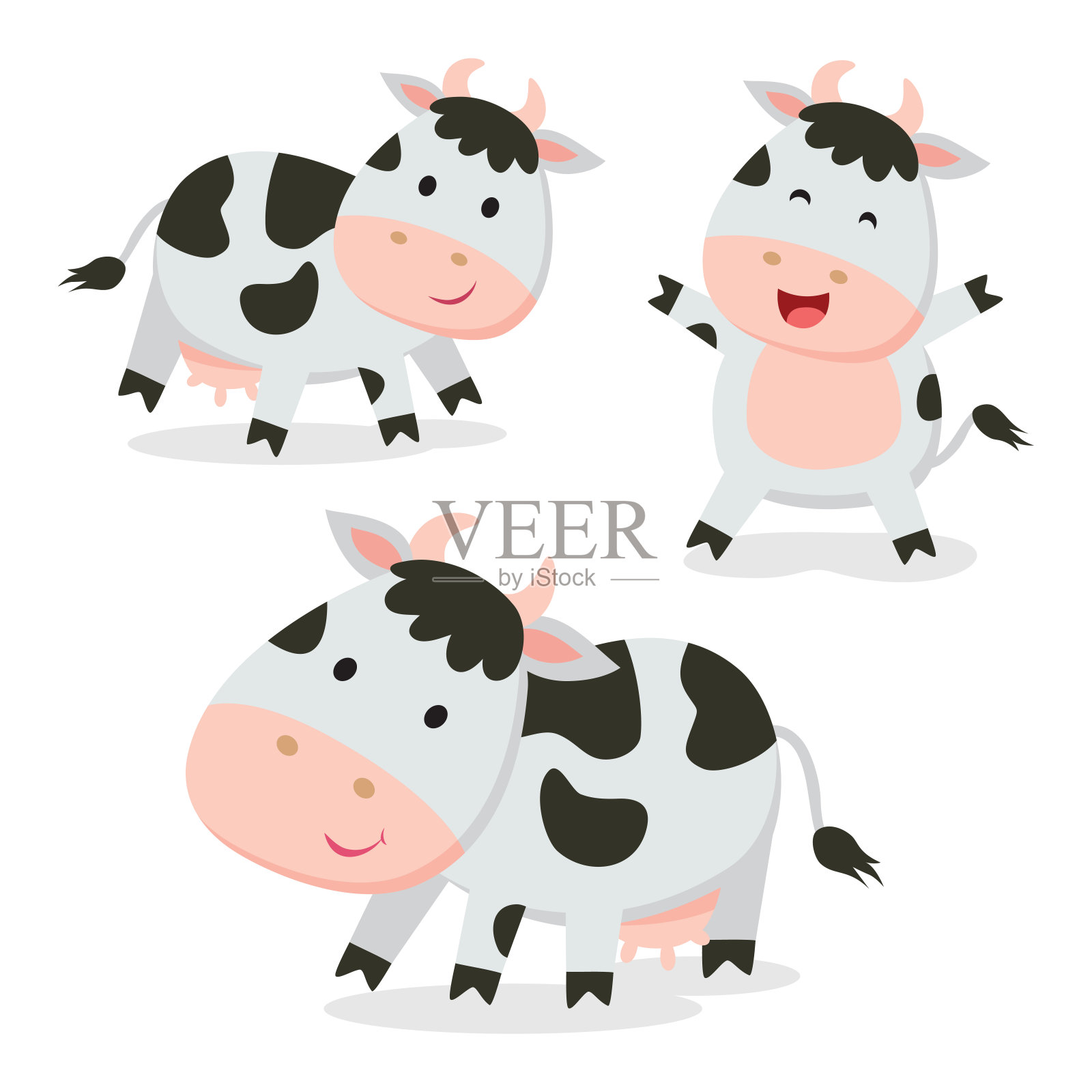 可爱的奶牛向量插画图片素材