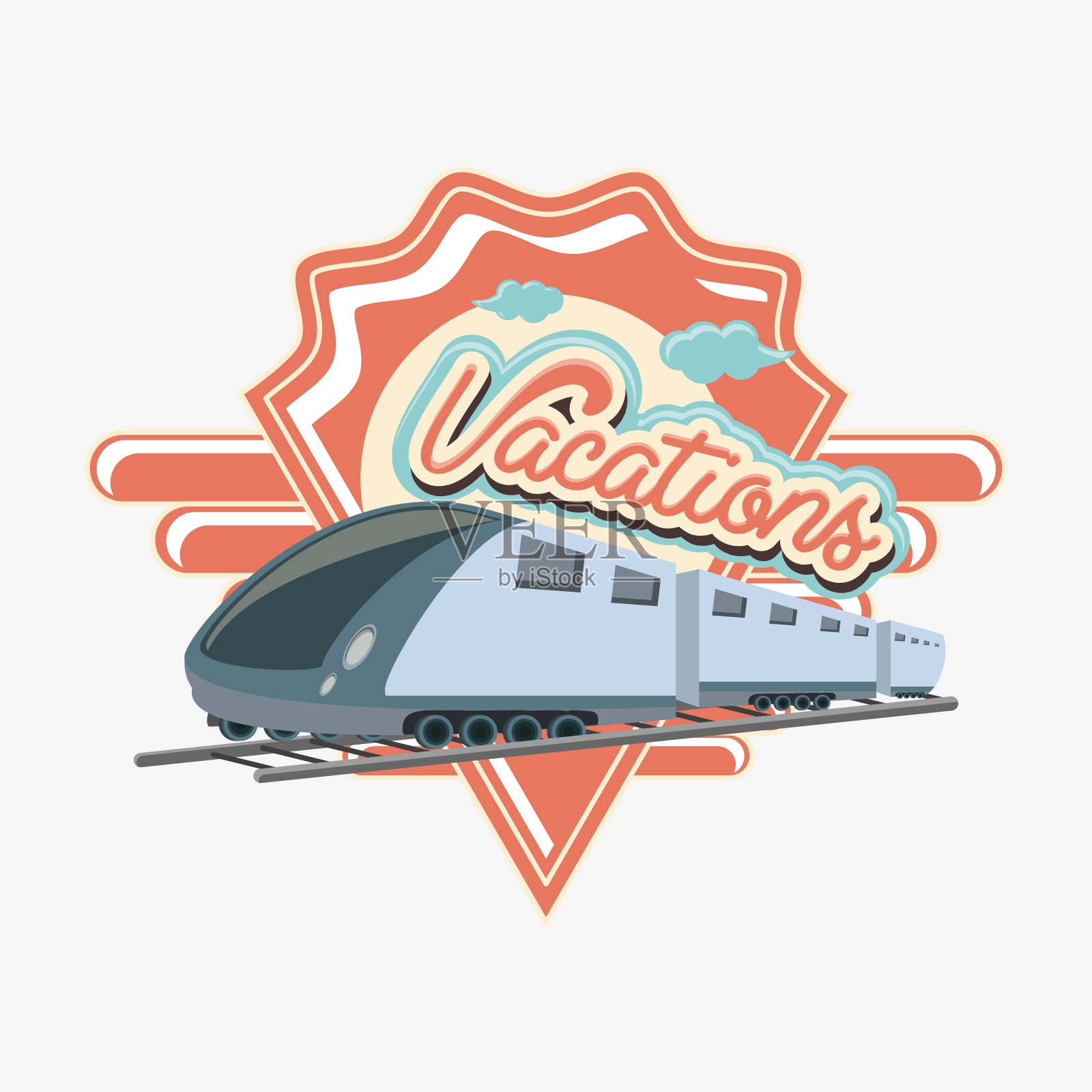 旅行度假与火车快速图标矢量插图插画图片素材