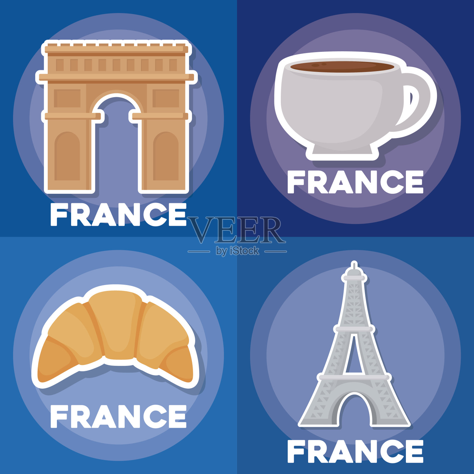 法国图标设置插画图片素材
