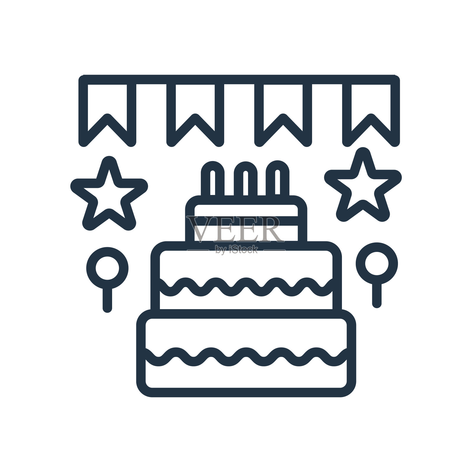生日和聚会图标矢量孤立在白色背景，生日和聚会标志插画图片素材
