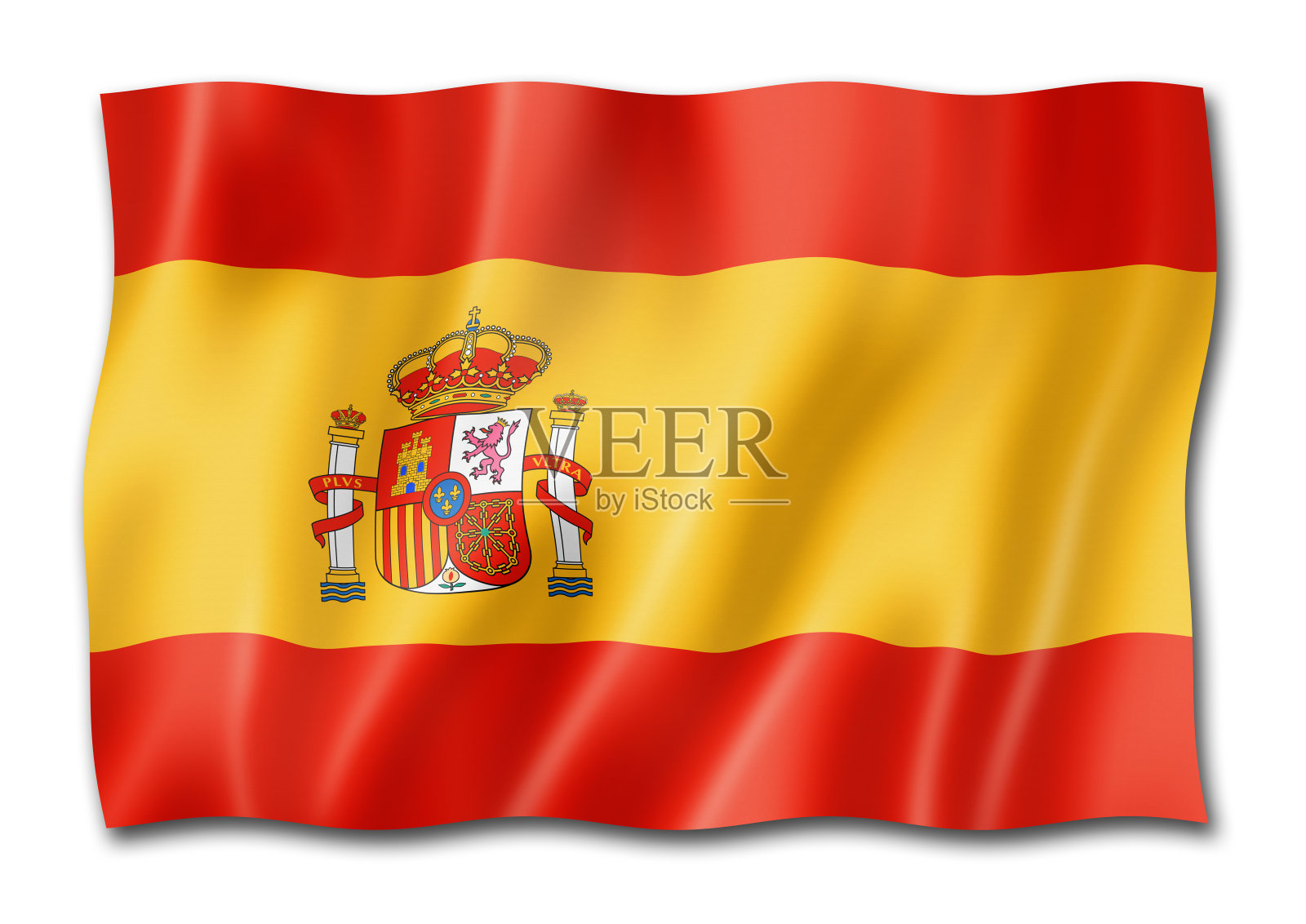 西班牙国旗孤立在白色照片摄影图片