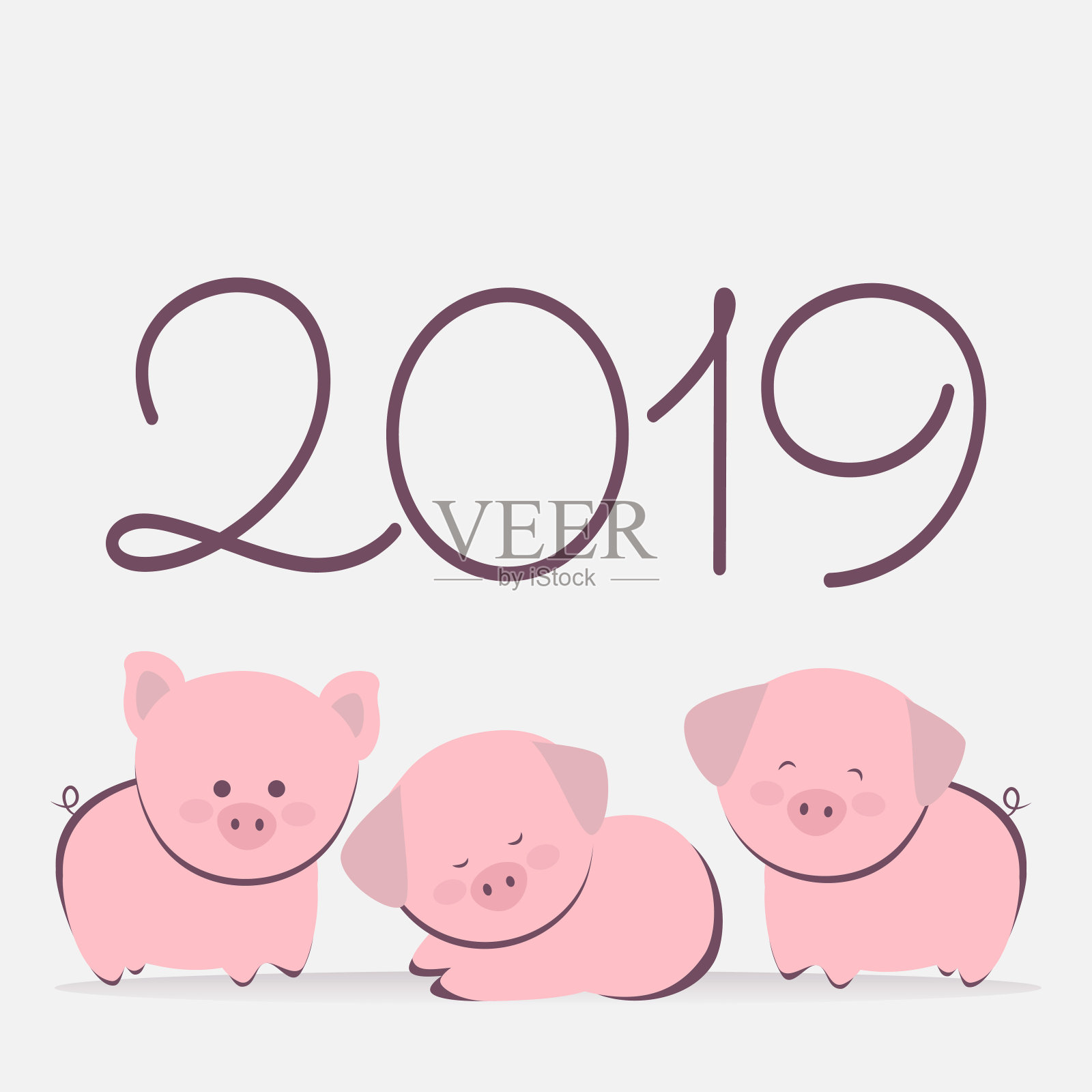2019年是猪年。矢量新年快乐。插画图片素材