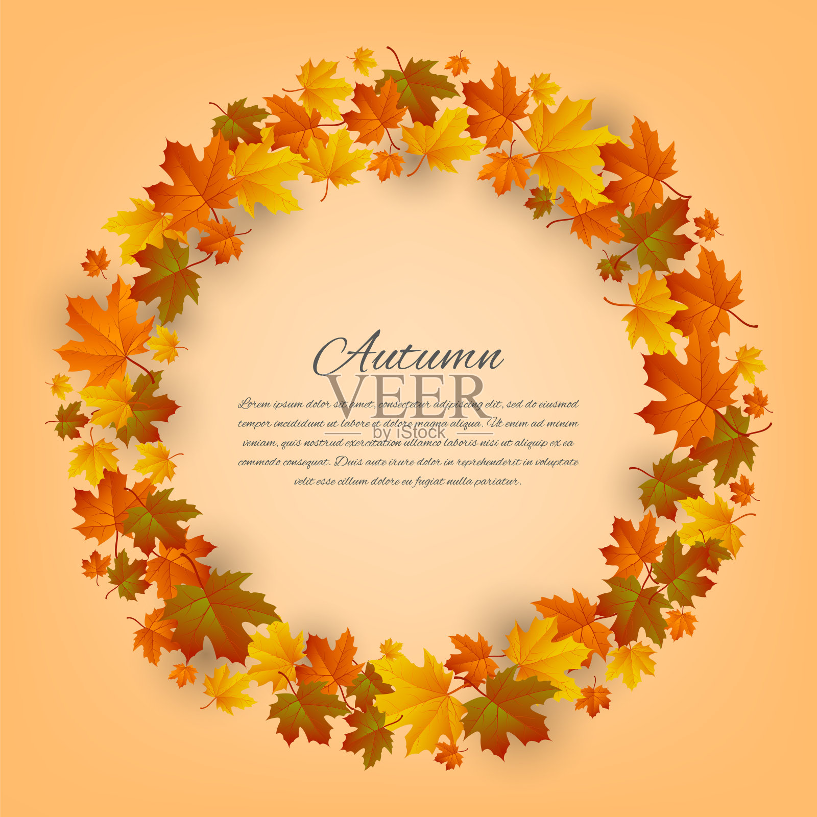 秋天的框架。背景是枫叶和秋叶。向量插画图片素材