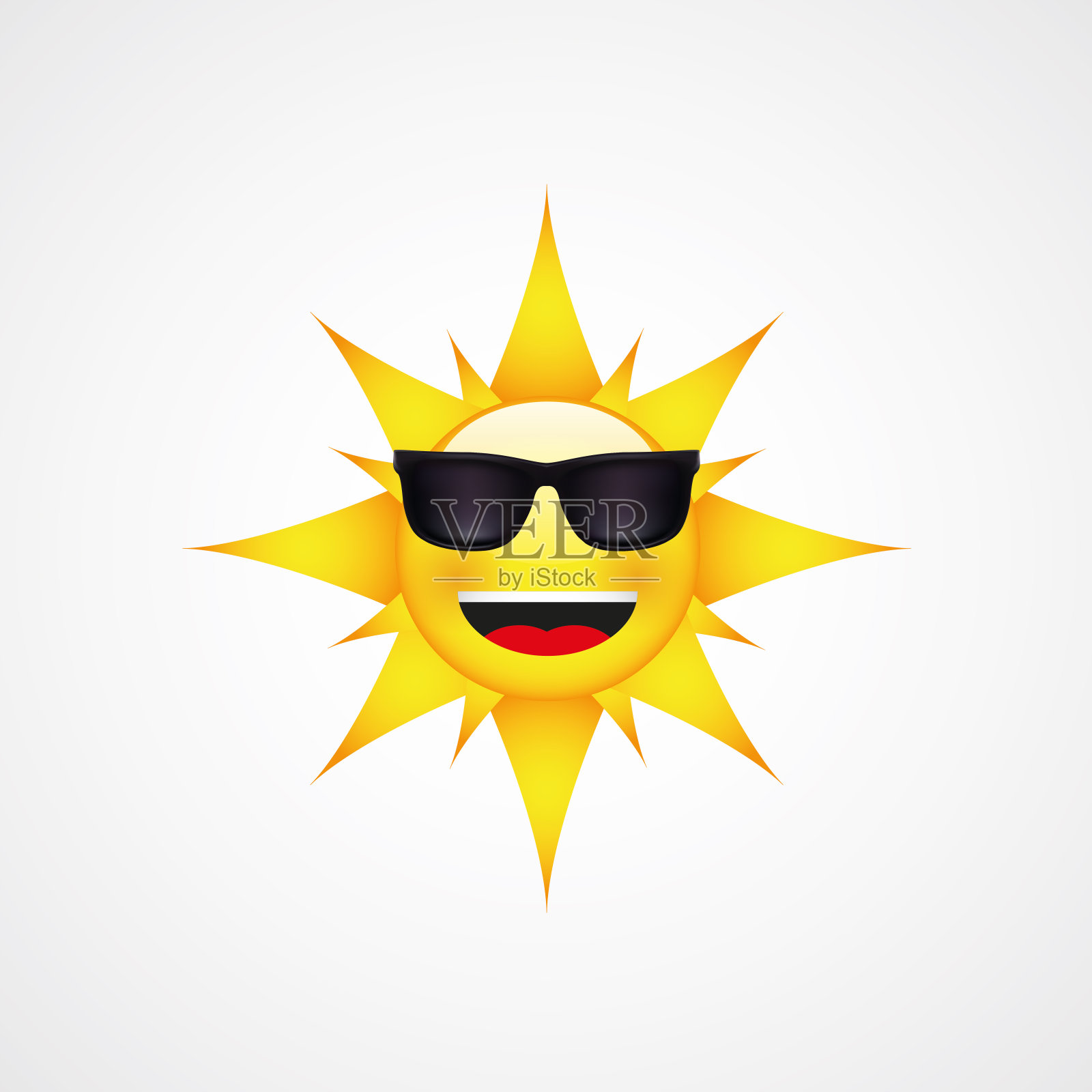 太阳脸太阳镜和快乐的微笑，向量插画图片素材