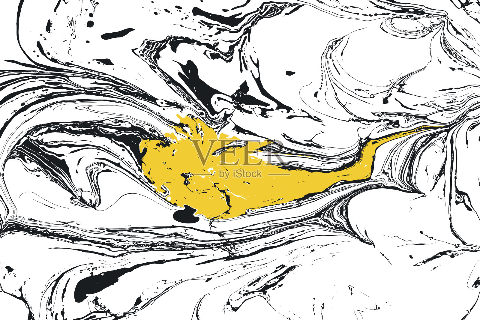 向量黑色，白色和黄色大理石背景。插画图片素材