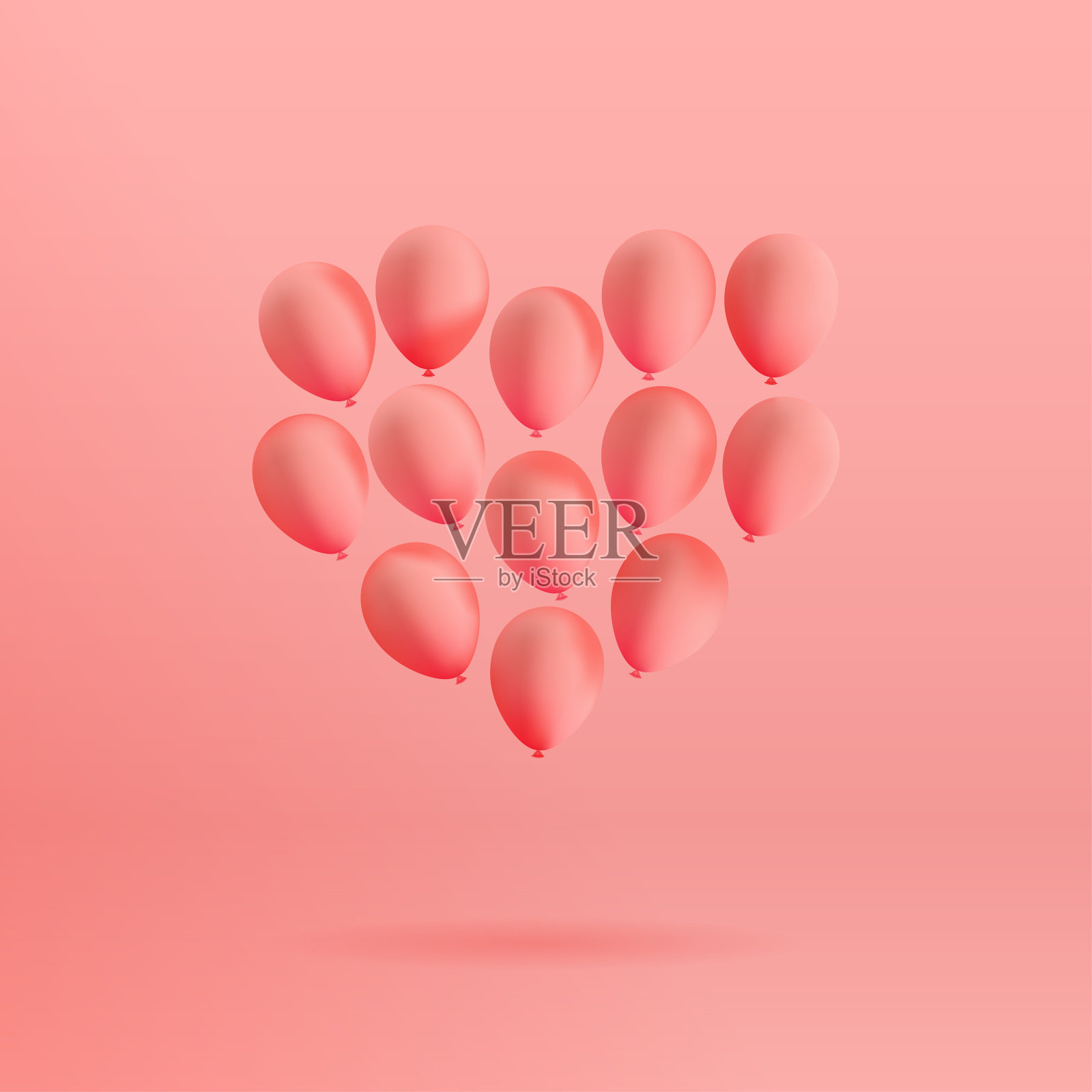 粉红色的背景上漂浮着逼真的氦气球。矢量3D气球情人节，婚礼或促销横幅或海报。粉彩插图。插画图片素材