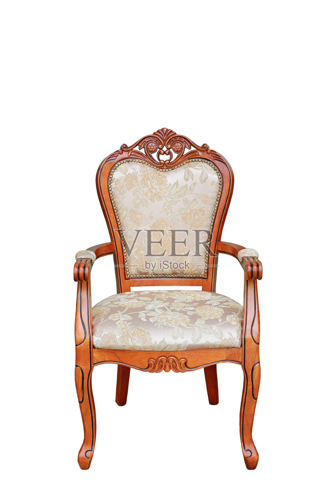 豪华古典风格扶手椅孤立在白色背景。照片摄影图片